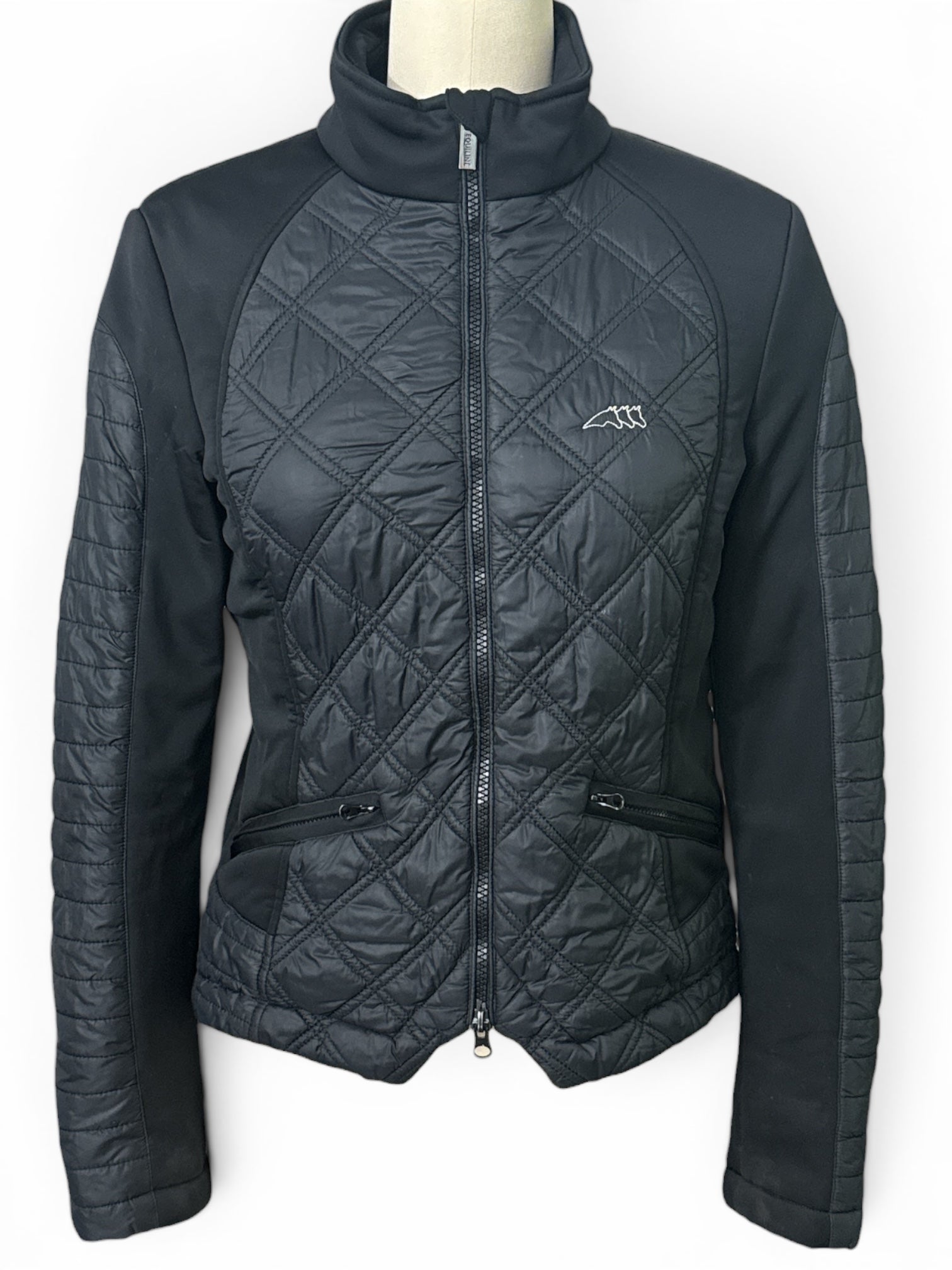 Equiline Women's Hybid Quilted Padded Riding Jacket - Black / Size Small