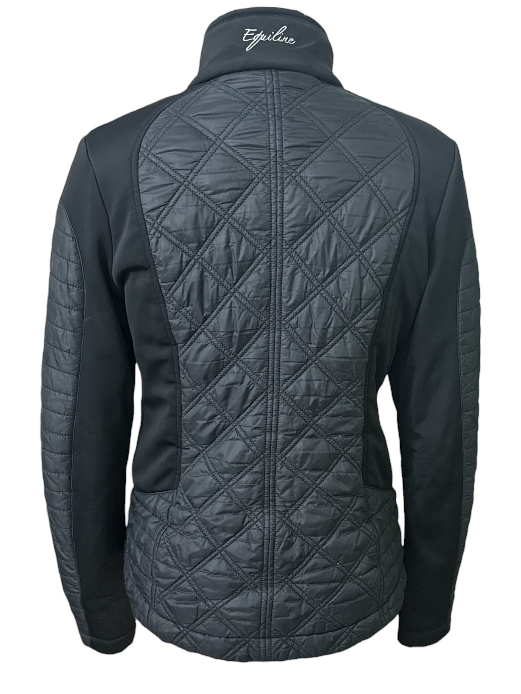 Equiline Women's Hybid Quilted Padded Riding Jacket - Black / Size Small
