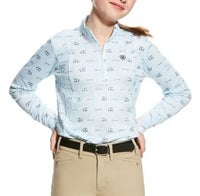 Ariat Children's Sunstopper 2.0 Blue Bit Print-  1/4 Zip Shirt - Size Youth Small