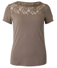 B Vertigo Natalia Women's Boat Neck Lace Shirt /Fossil Brown - Size US 6 NEW