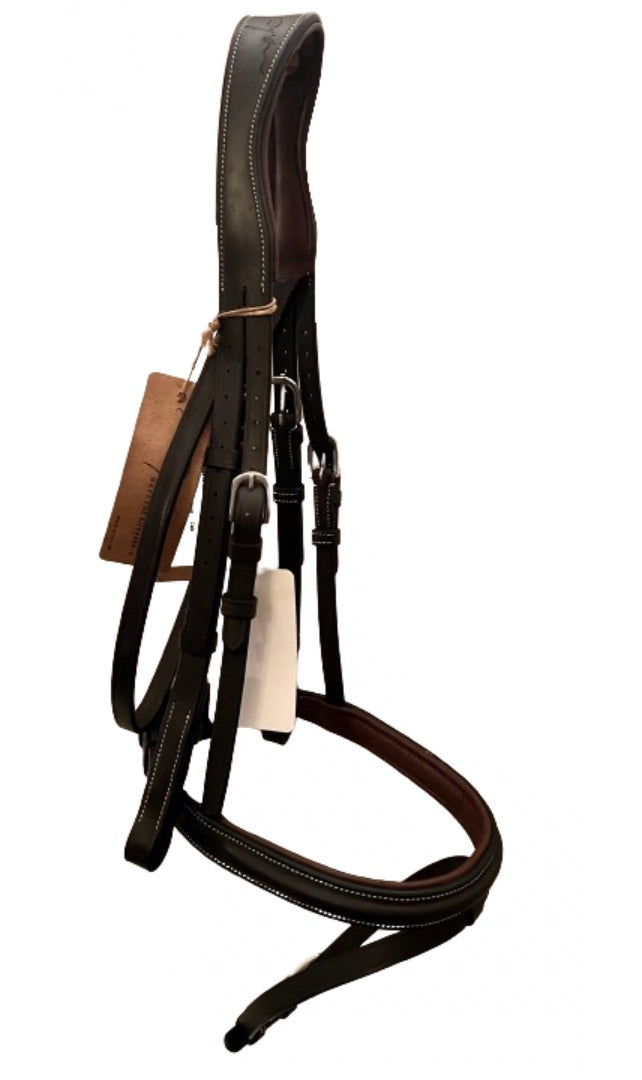 Dy'on Flash Noseband Bridle Working Collection Brown Cob Size - NO BROW BAND