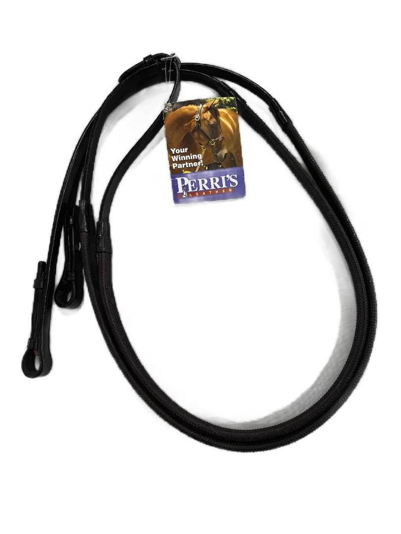 Perri's Rubber Reins - Brown / Full Size NEW