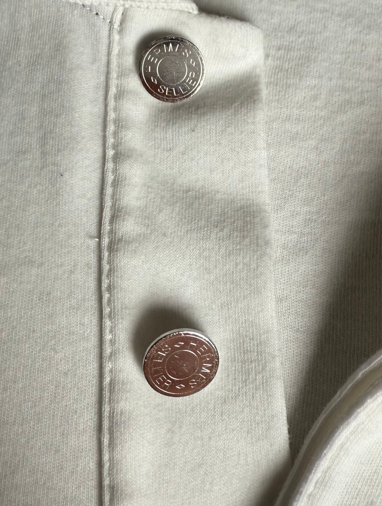 Hermes Sellier Women's H Stitch Polo Shirt - White / Size Small