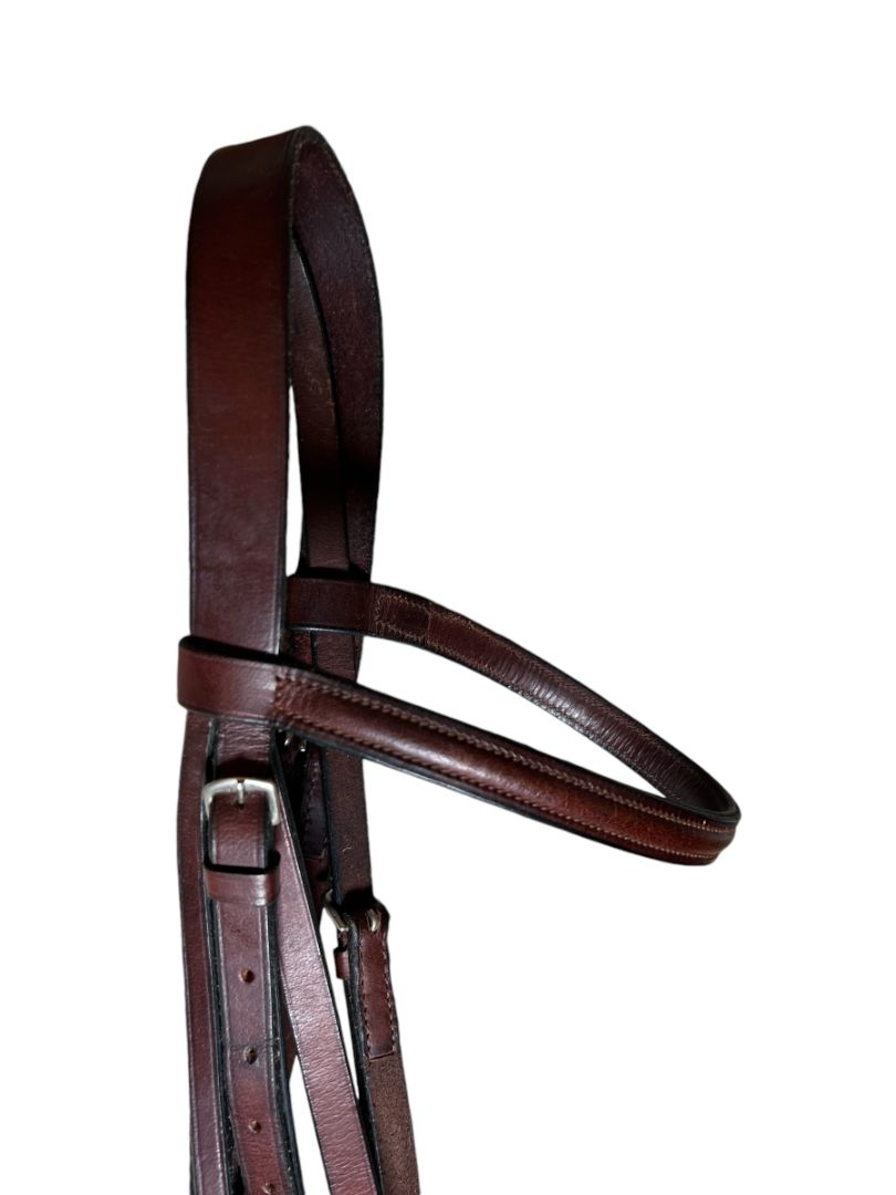 Passport Plain Raised Bridle with Braided Reins- Brown / Size Large Horse