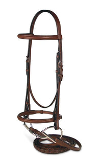 Passport Plain Raised Bridle with Braided Reins- Brown / Size Large Horse
