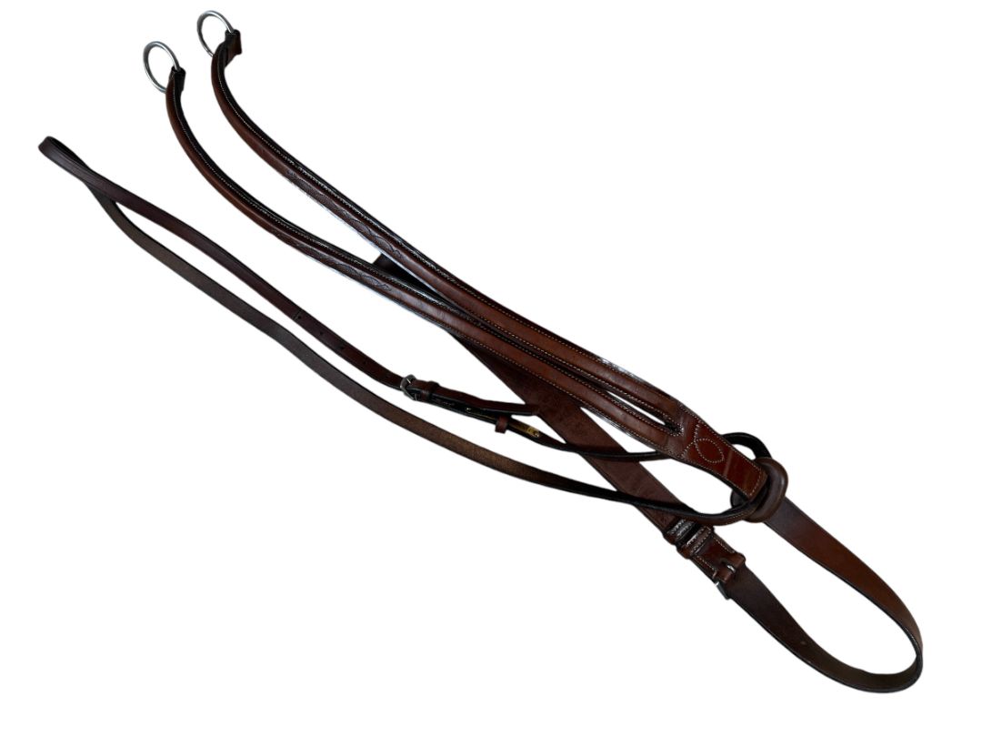 Bobby's English Tack Raised Fancy Running Martingale - Cognac - Size Full