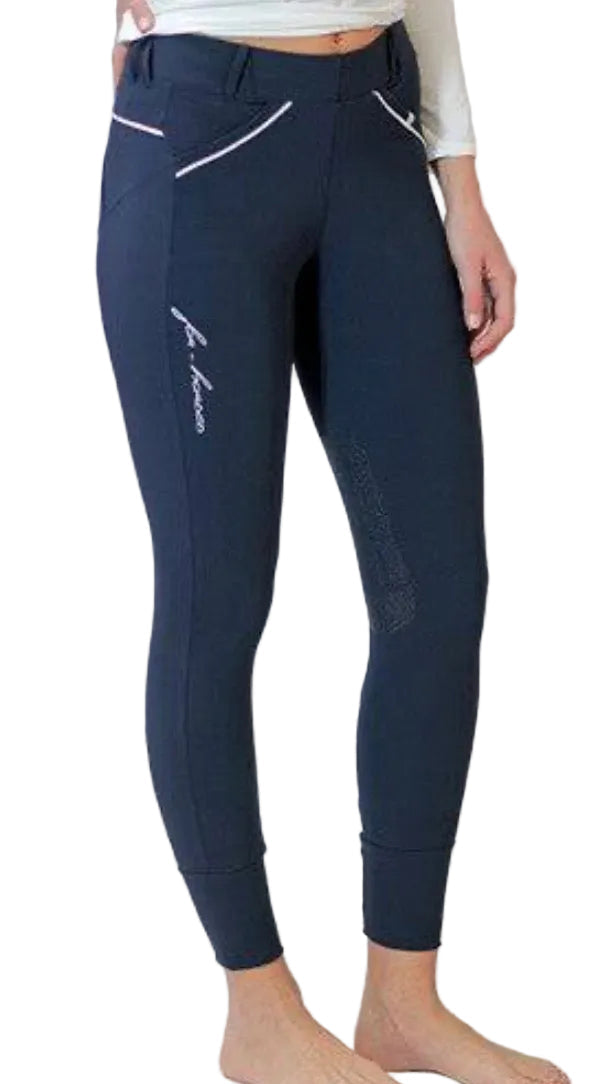 For Horses Athena Riding Knee Grip Leggings - Navy / Size Small