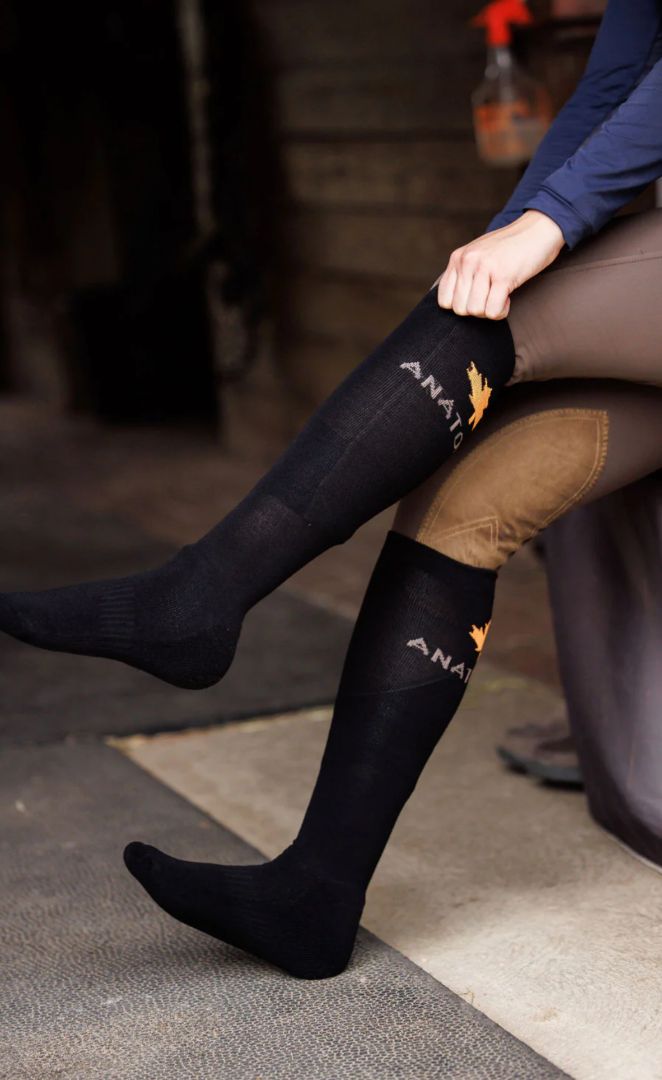 Anatomeq Bamboo Unisex Boot Socks - Black / Size Large NEW