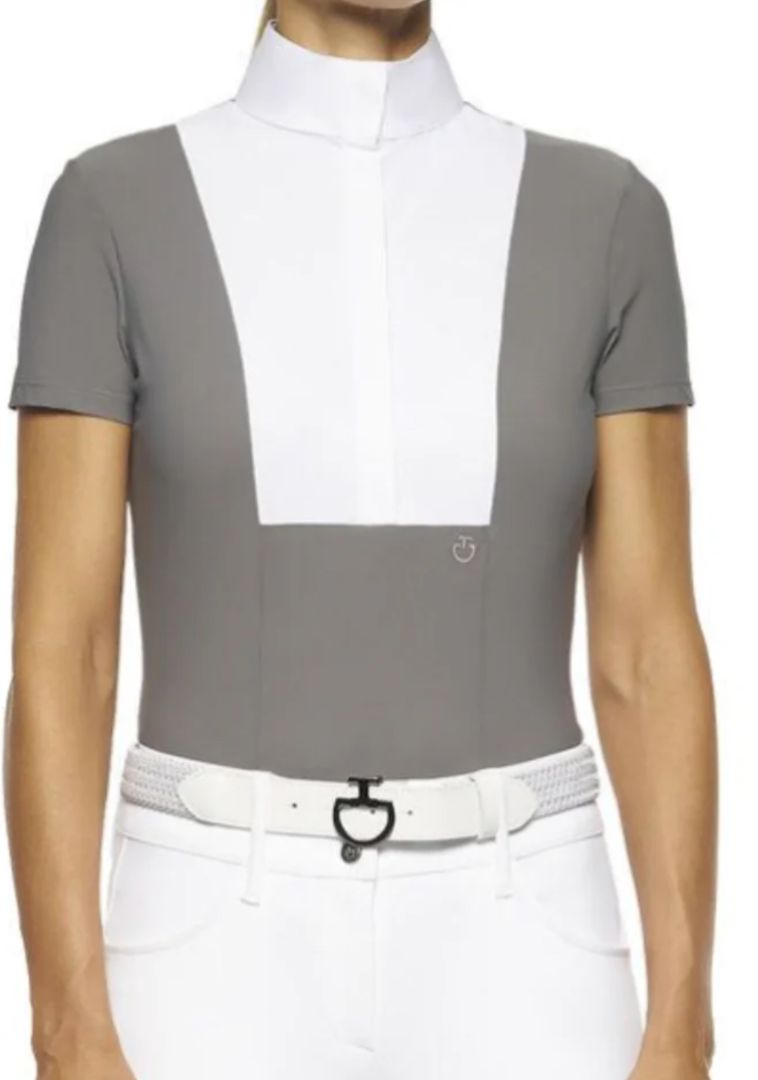 Cavalleria Toscana Women's Jersey Competition Show Shirt - Grey / Size Medium