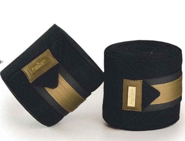 Equestrian Stockholm Black Golden Brass Polo Wraps