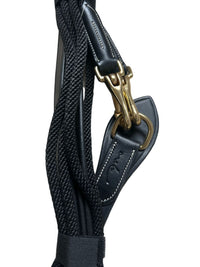 Dy’on D Collection 5/8" Leather/Nylon Draw Reins, Black Full Size Brand New