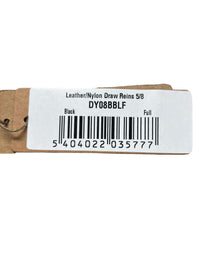 Dy’on D Collection 5/8" Leather/Nylon Draw Reins, Black Full Size Brand New