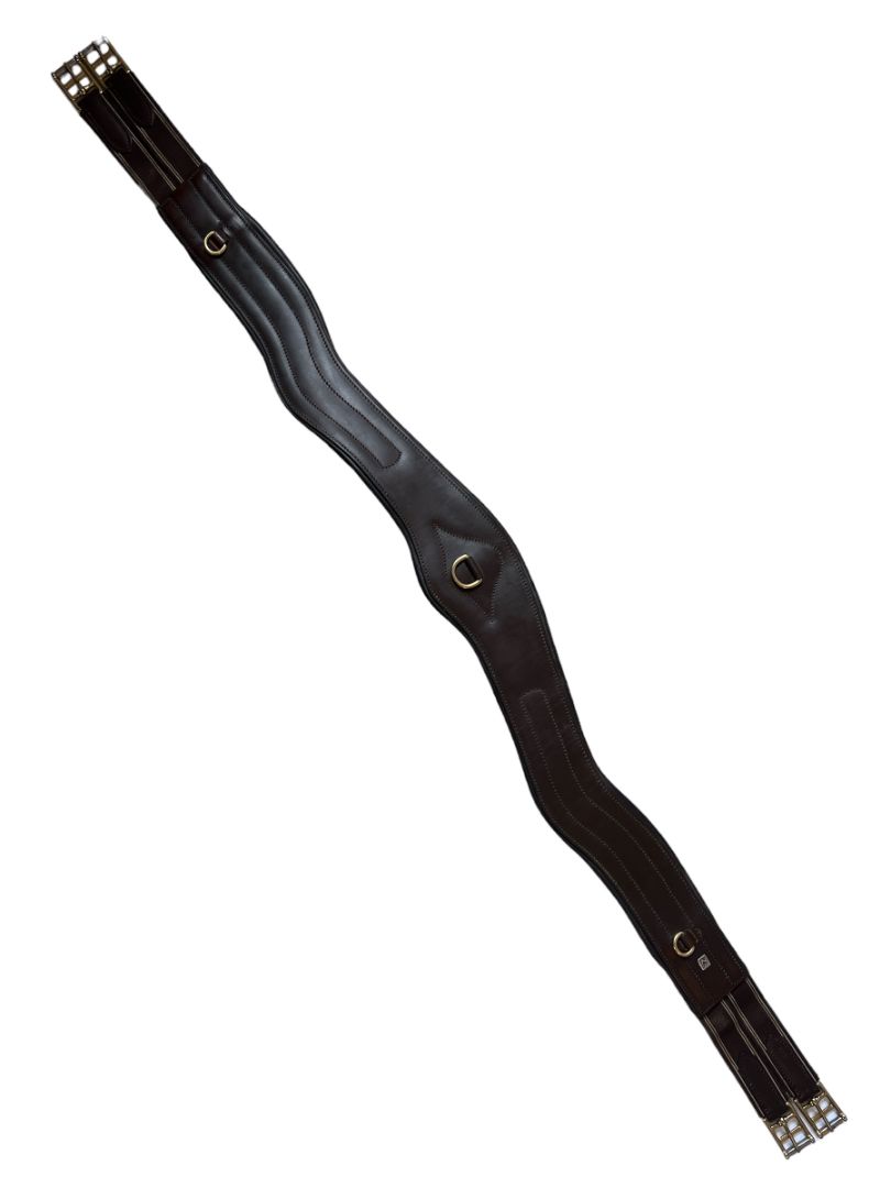 Horze Anatomical Leather Girth - Chocolate Brown Size 140CM/56"