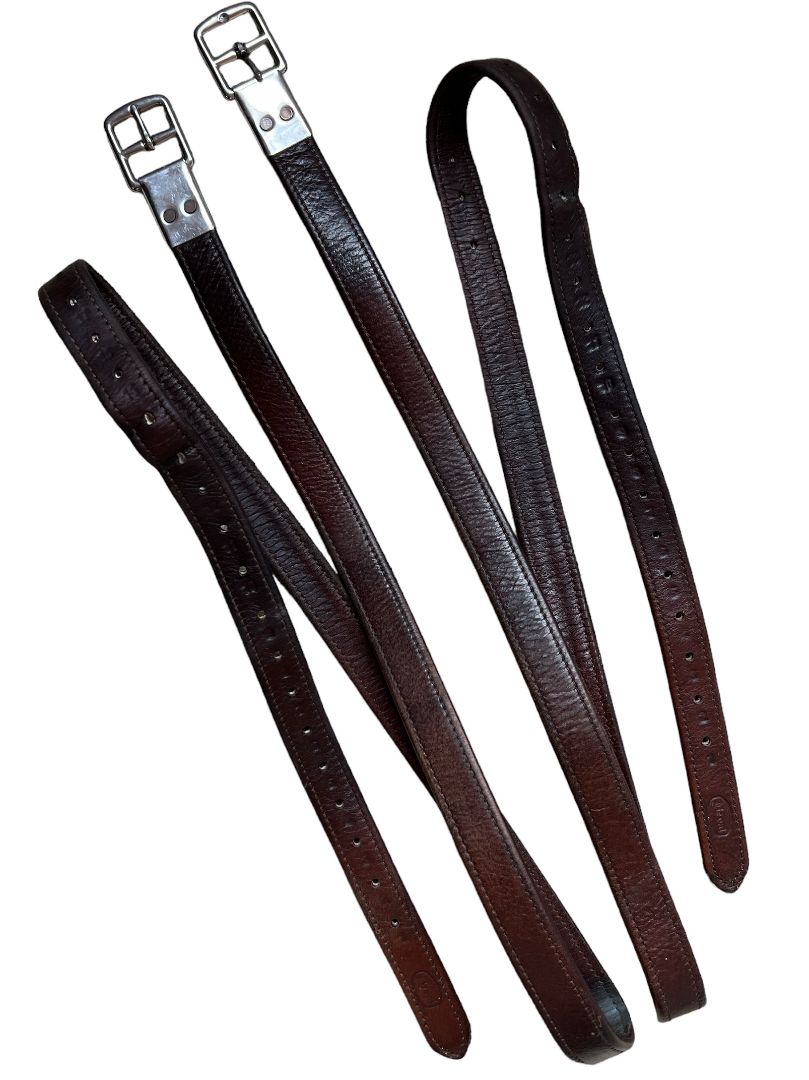 Beval Nylon Lined Flat Buckle Stirrup Leathers 58" Brown