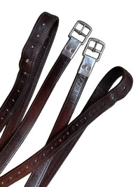 Beval Nylon Lined Flat Buckle Stirrup Leathers 58" Brown