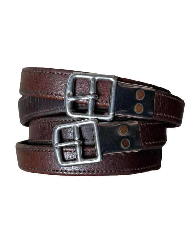 Beval Nylon Lined Flat Buckle Stirrup Leathers 58" Brown