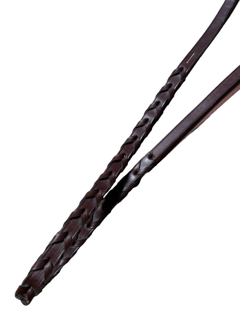 Flat Laced Leather Rein 5/8" in Brown Horse Size /New