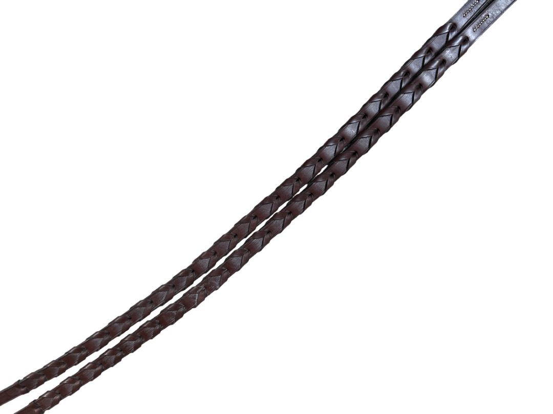 Flat Laced Leather Rein 5/8" in Brown Horse Size /New
