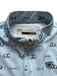 Ariat Children's Sunstopper 2.0 Blue Bit Print-  1/4 Zip Shirt - Size Youth Small