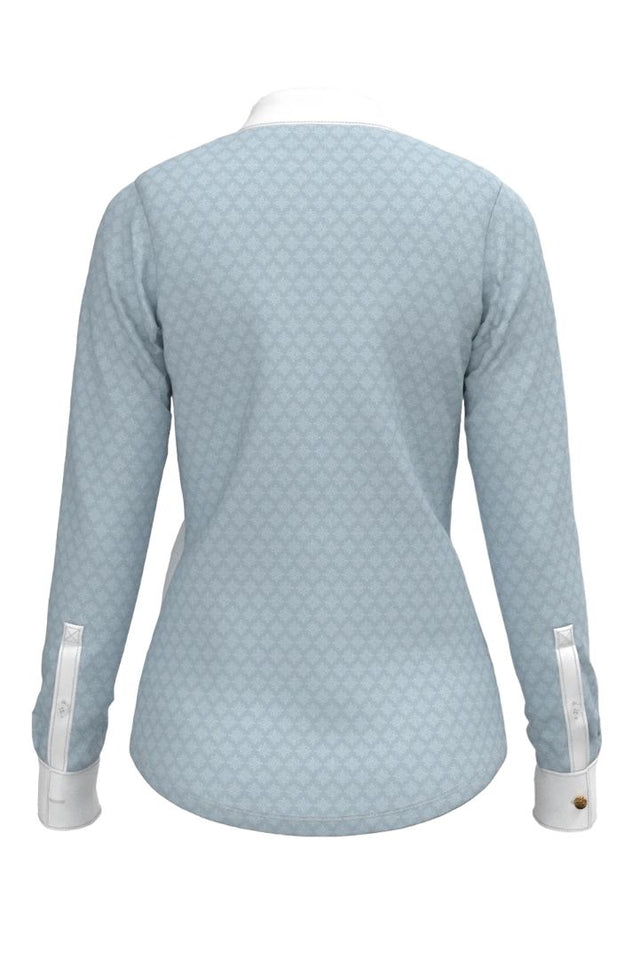 Espoir Sky Blue Long Sleeve Show Shirt, Quarter Zip /Size Large NEW