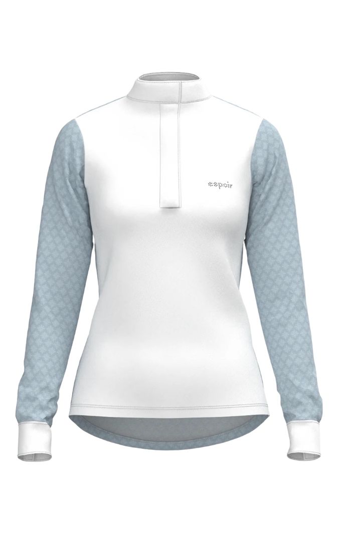 Espoir Sky Blue Long Sleeve Show Shirt - Quarter Zip /Size Medium NEW