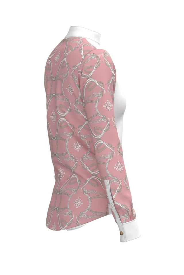 Espoir Roped Bridles On Rose Long Sleeve Show Shirt - Quarter Zip / Size XL NEW
