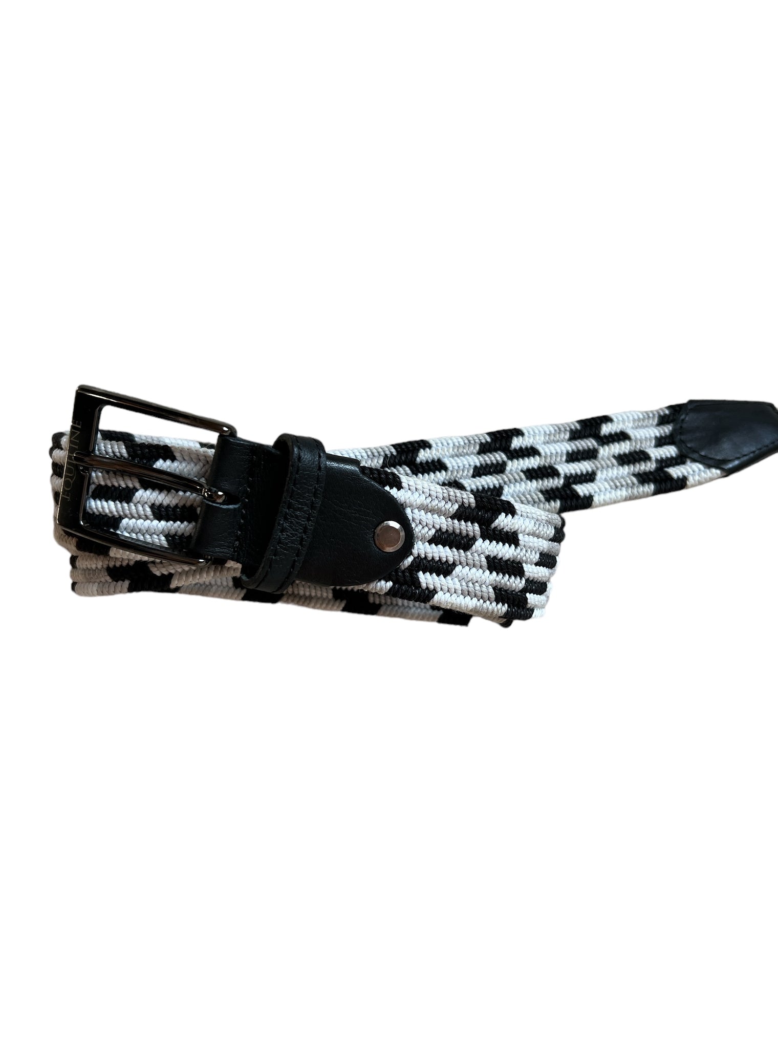 Equiline Cuba Elastic Braided Belt in Grey/White/Black Size 90