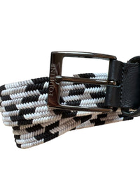 Equiline Cuba Elastic Braided Belt in Grey/White/Black Size 90