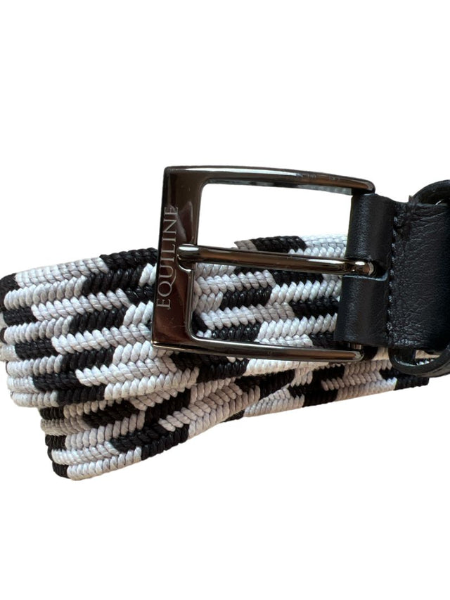 Equiline Cuba Elastic Braided Belt in Grey/White/Black Size 90