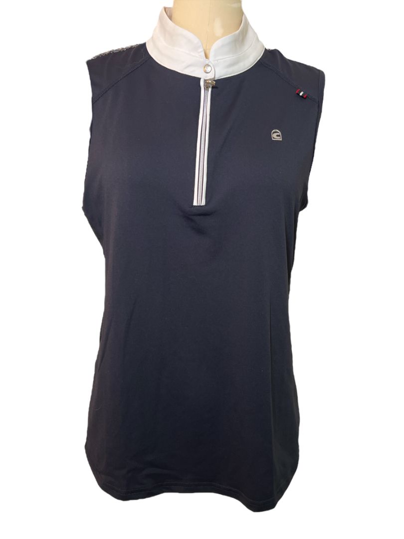 Cavallo Women's Sava Sleeveless Show Shirt - Dark Blue / Size US 16 (44) NEW