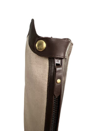Vogel Bespoke Custom Women's Field Boots - Brown / Toile Canvas - Size 9.5 - H 18" C 13.5"