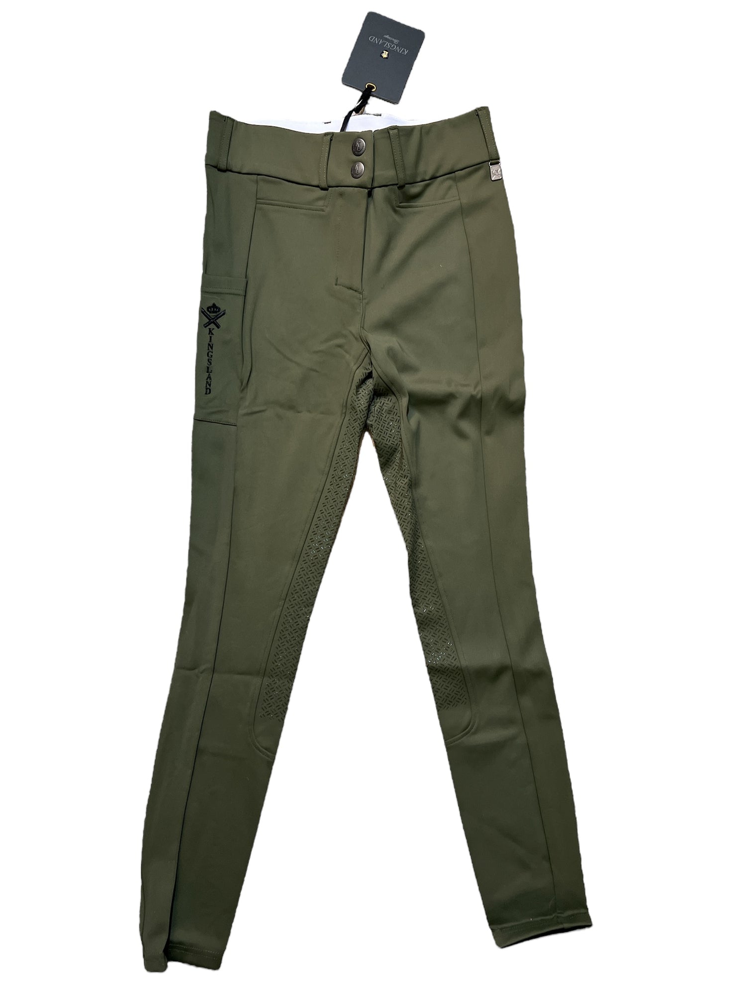 Kingsland KL Kaya Full Seat Grip Breeches - Green Olive Night / Size EU 34 (US 24) NEW
