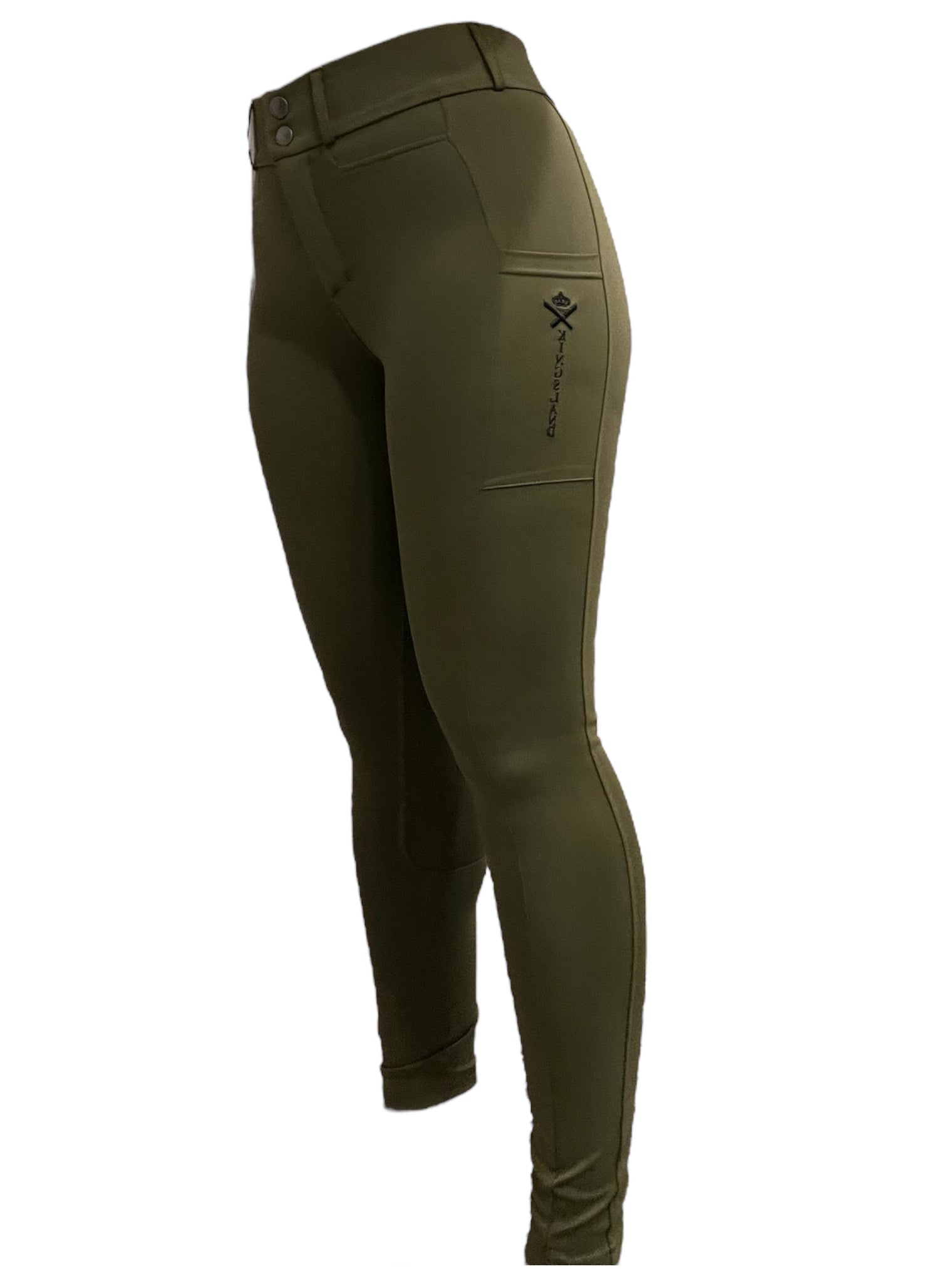 Kingsland KL Kaya Full Seat Grip Breeches - Green Olive Night / Size EU 34 (US 24) NEW