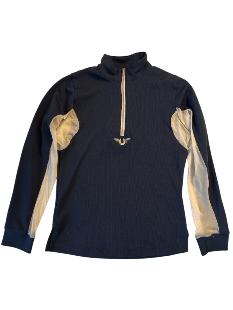 TuffRider Children's Ventilated Long Sleeve Shirt - Navy / Size Youth Large NEW