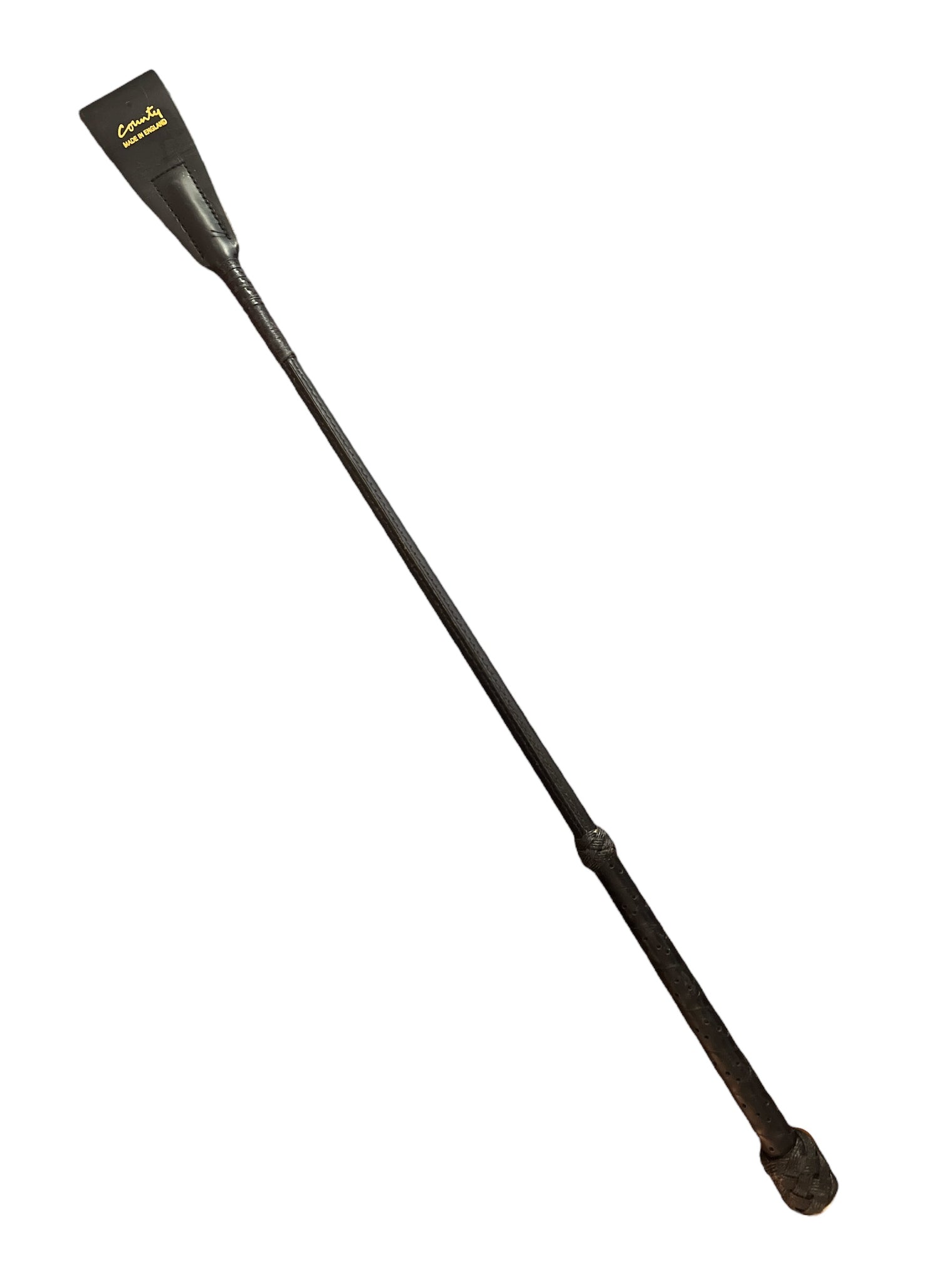 County Perforated Leather Black Bat / Crop - 23"