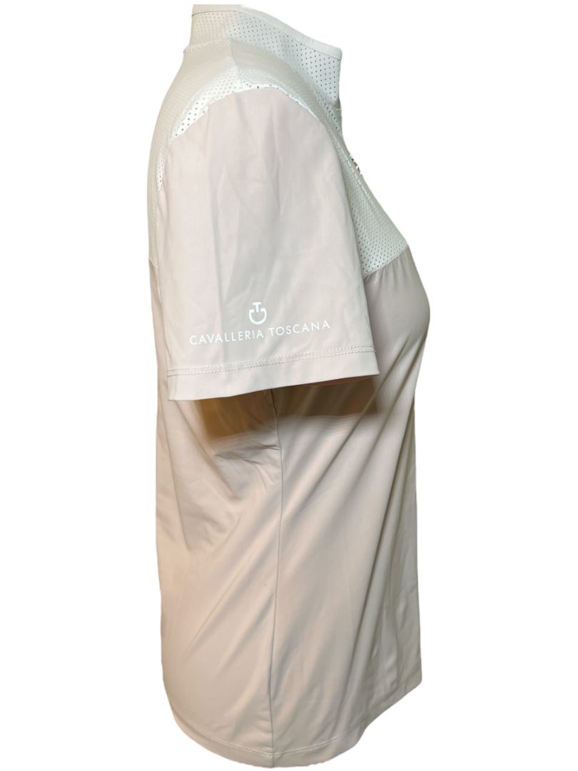 Cavalleria Toscana Women's Perforated Bib Show Shirt - Light Pink / Size Medium