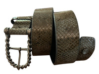 Hannah Childs Twisted Bit Belt - Gunmetal Python Grey / Size Small