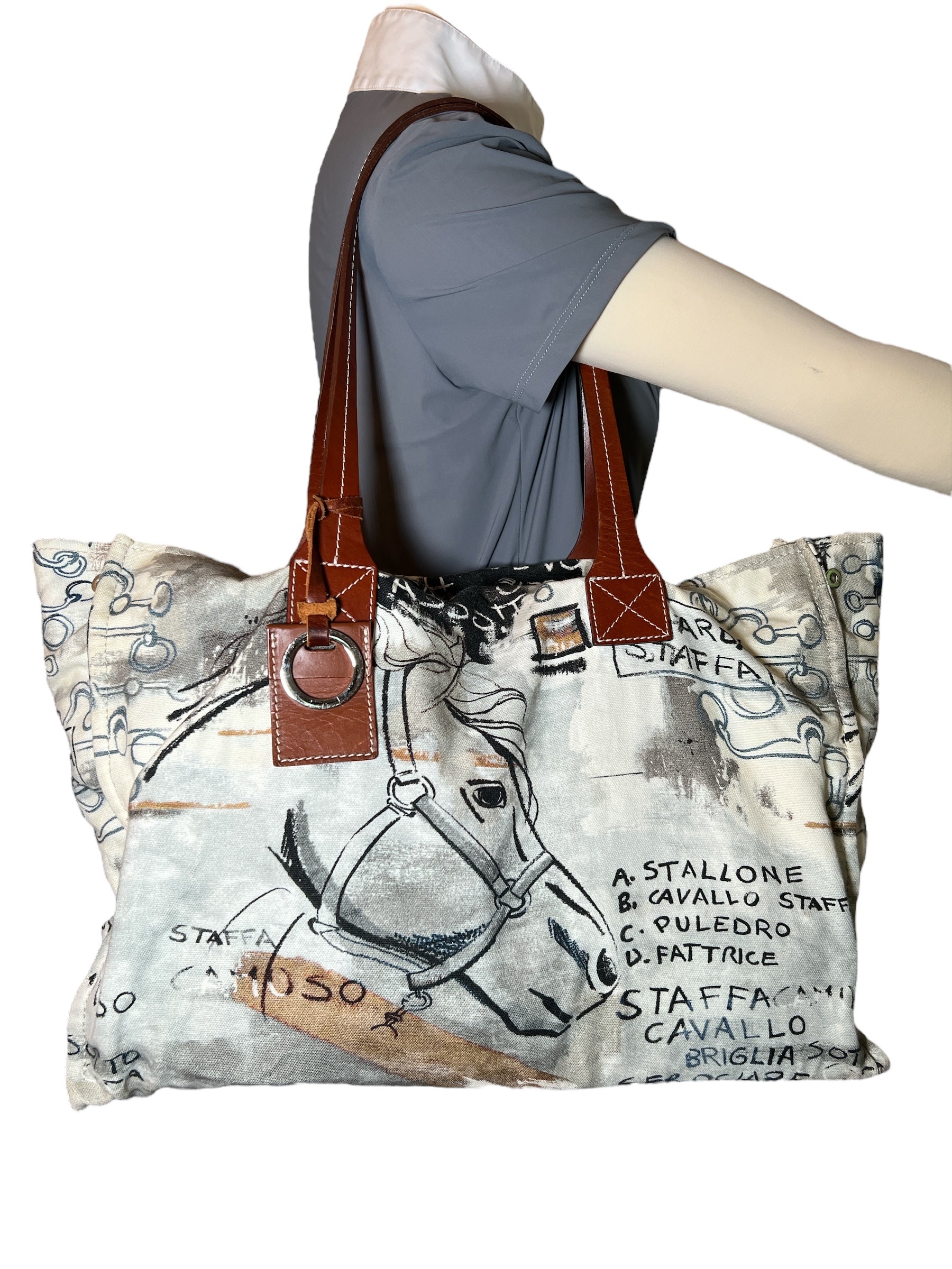 Rani Arabella Horse Print Canvas Tote / Small