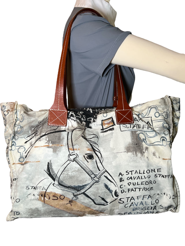 Rani Arabella Horse Print Cotton Tote / Small