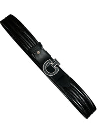 Cavalleria Toscana Women's / Men's Woven Leather CT Buckle Belt - Black / Size Large