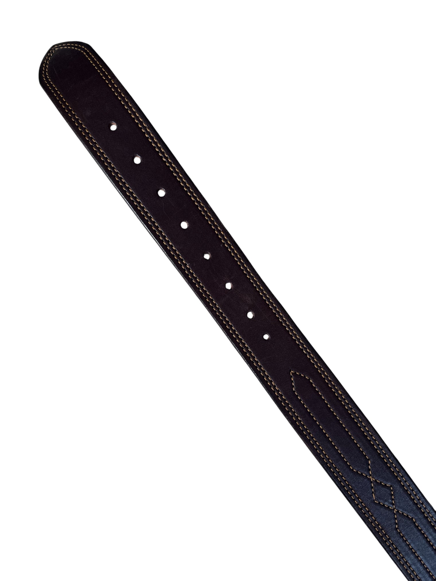 Green Hill Collection Fancy Stitched Leather Belt - Brown/ Size Large