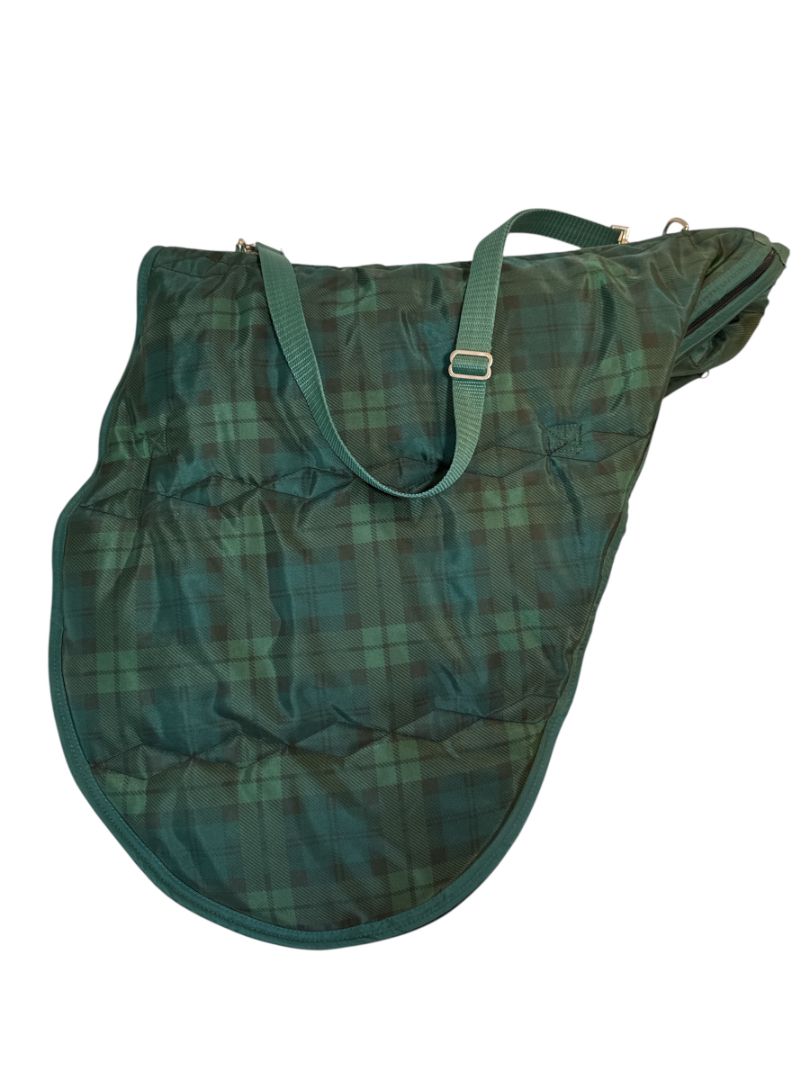 Green Plaid Saddle Cover Carry Bag / One Size