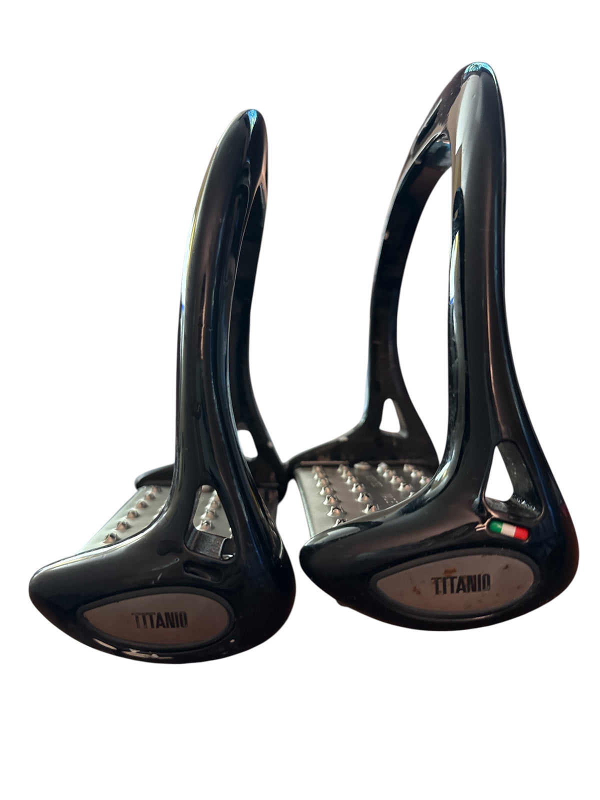 Lorenzini Original Aluminum & Titanium Jumping Stirrups - Glossy Black
