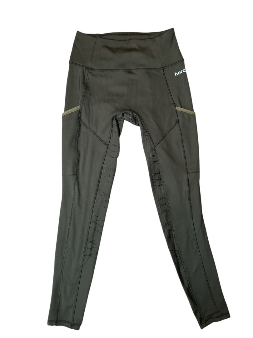 Horze Women's Kira Full Seat Tights Breeches - Green / Size US 24