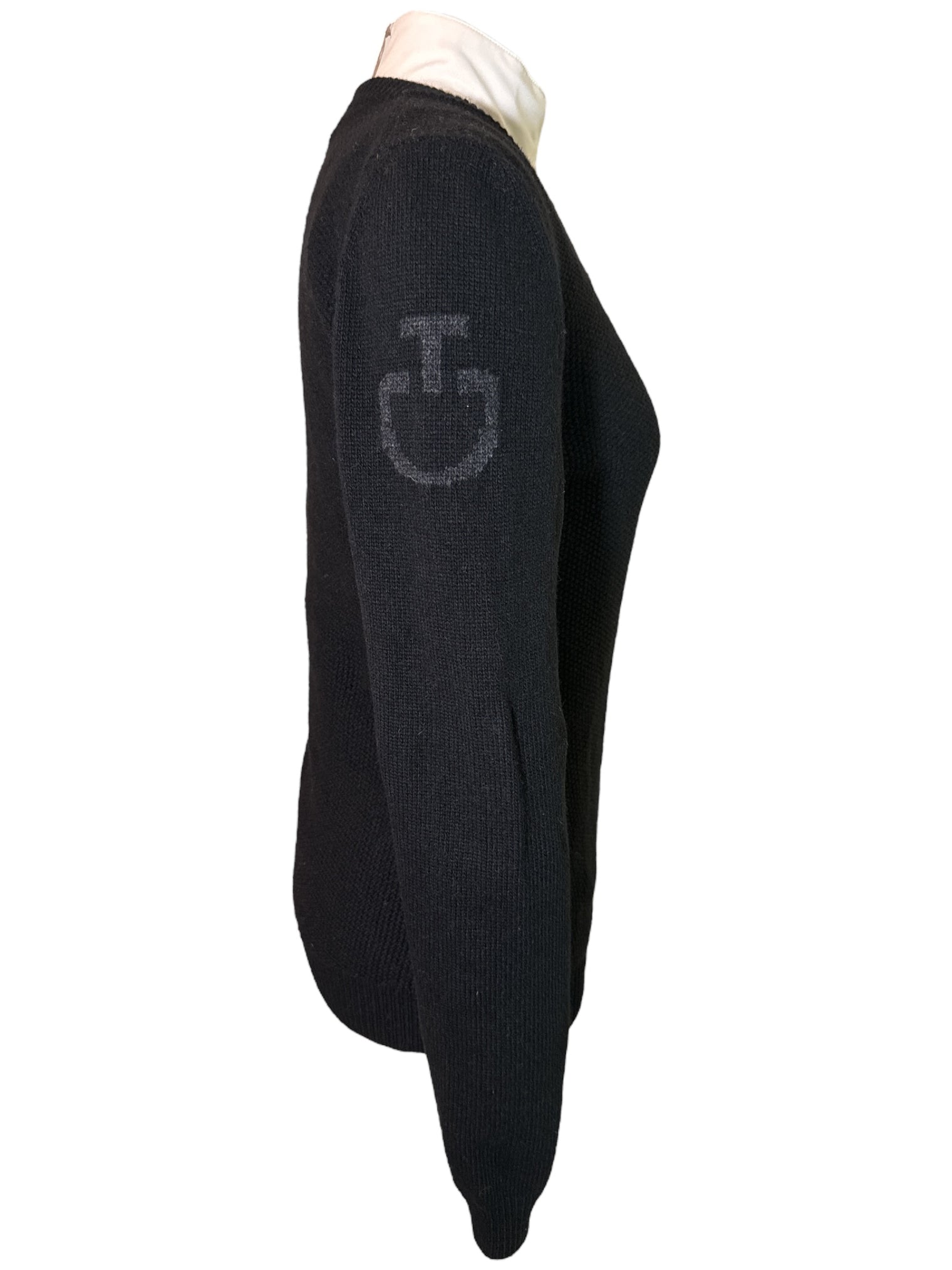 Cavalleria Toscana Women’s Wool Knit Honeycomb V Neck Sweater - Black / Size Small