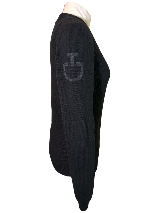 Cavalleria Toscana Women’s Wool Knit Honeycomb V Neck Sweater - Black / Size Small