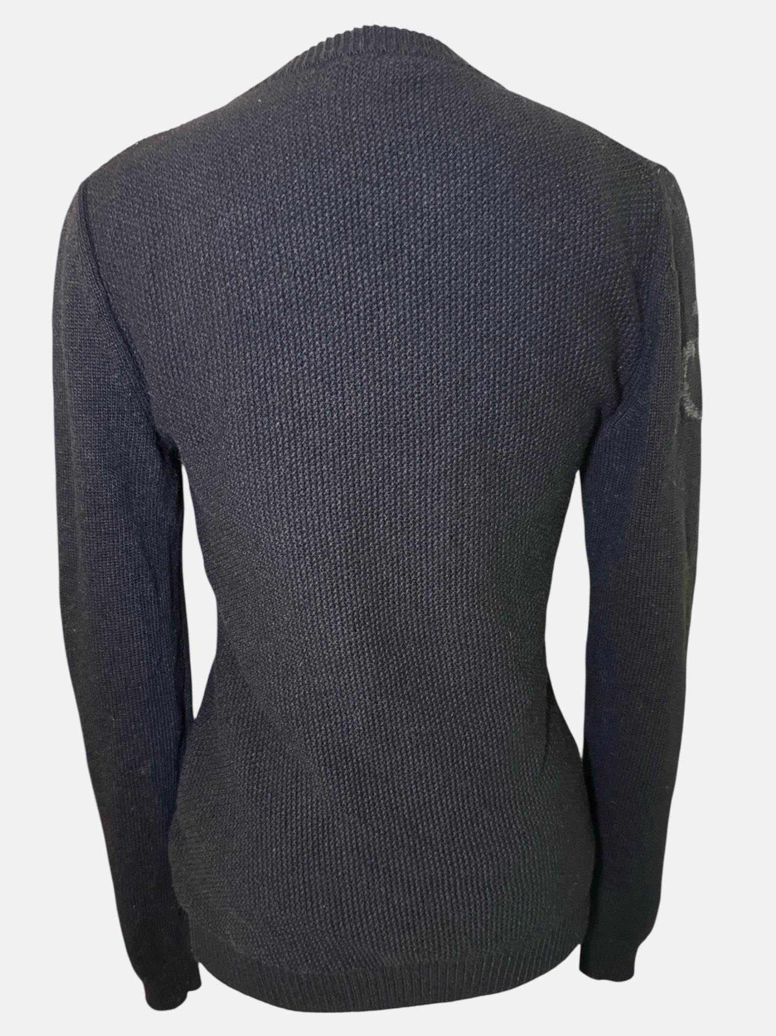Cavalleria Toscana Women’s Wool Knit Honeycomb V Neck Sweater - Black / Size Small