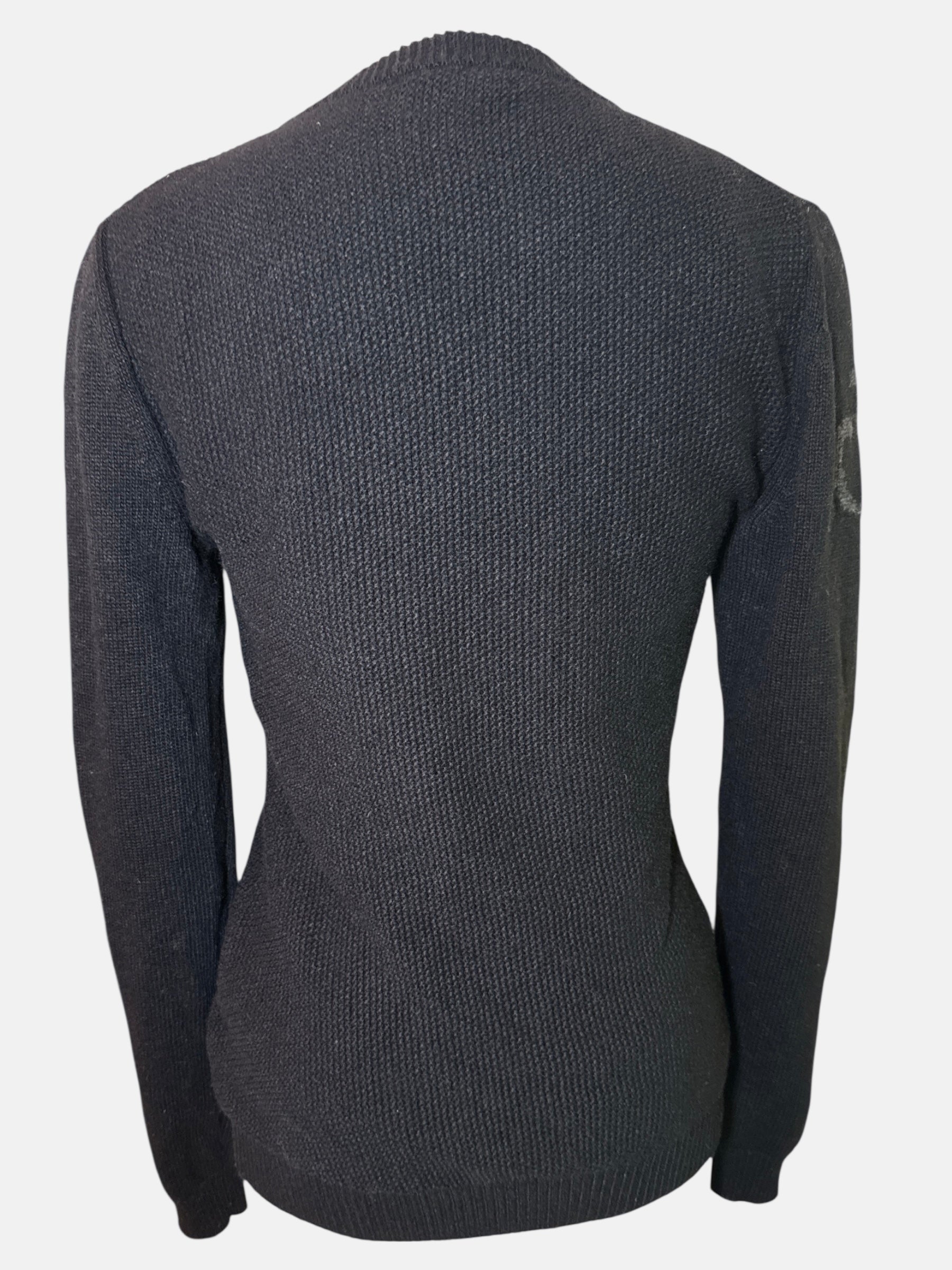 Cavalleria Toscana Women’s Wool Knit Honeycomb V Neck Sweater - Black / Size Small