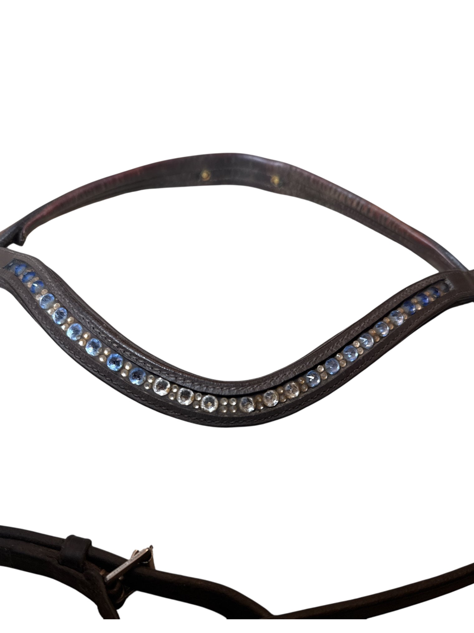 Vespucci Fancy Stitch Raised Bridle with Swarovski Crystal  Brow Band - Dark Brown / Horse Size