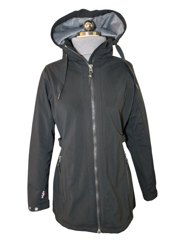 Horze Freya Women's Long Soft-shell Waterproof Riding Jacket - Black / Size Small
